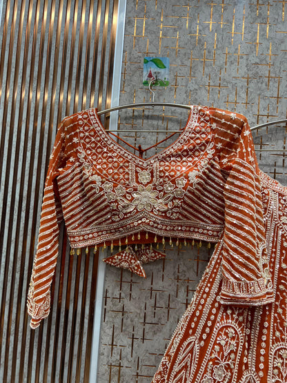 Eye catching golden crop top Lehenga