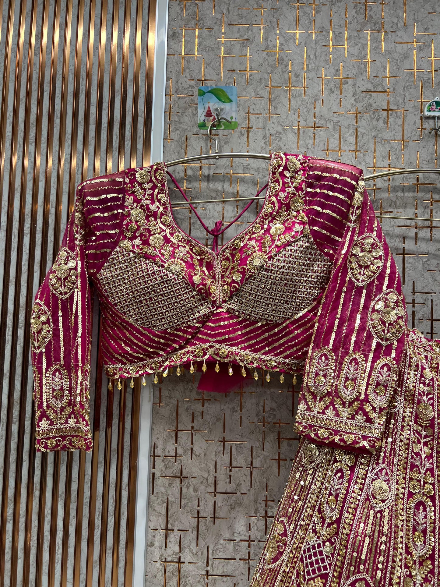 Pleasing Hot pink crop top Lehenga