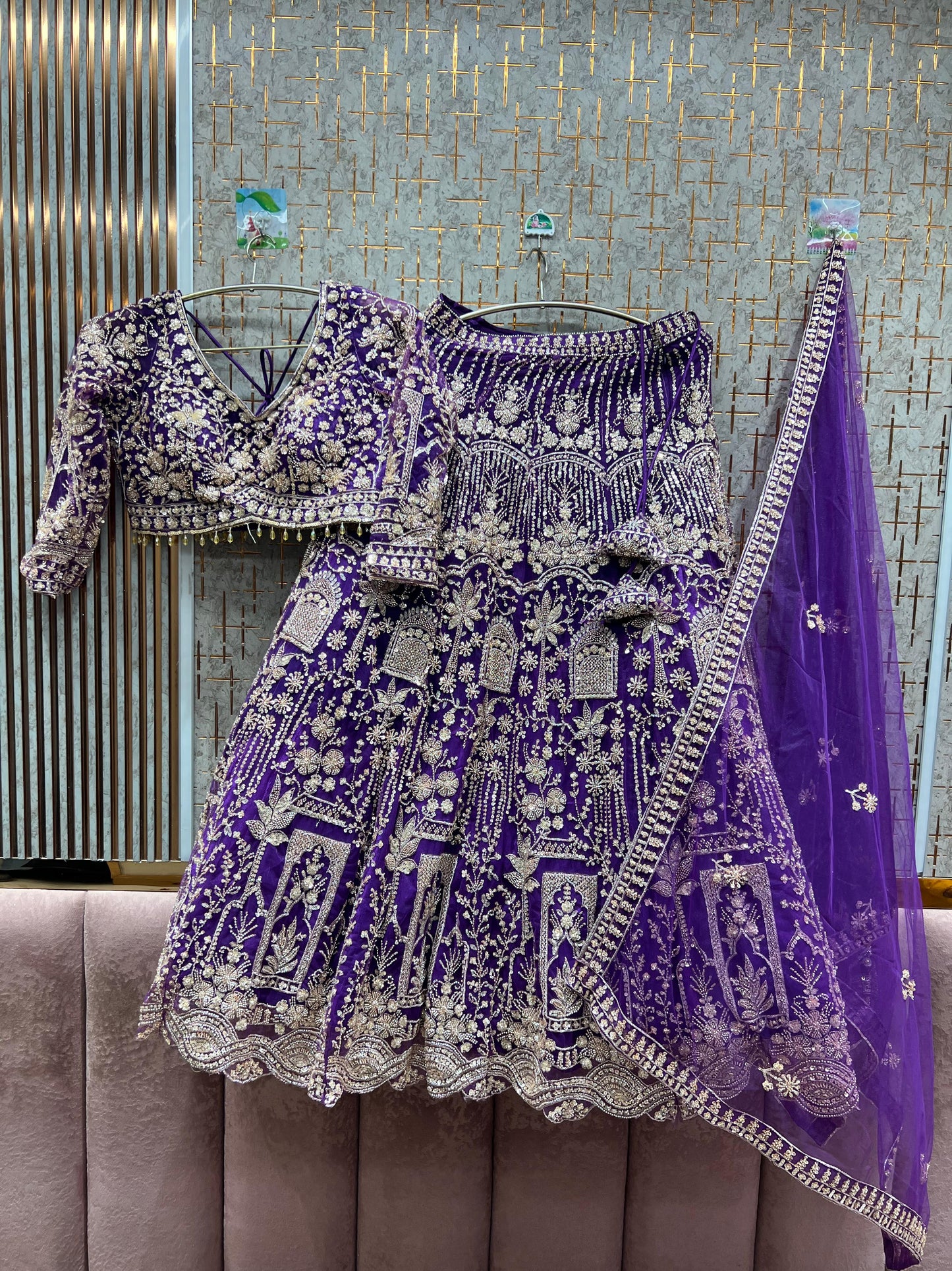 Beautiful purple crop top Lehenga