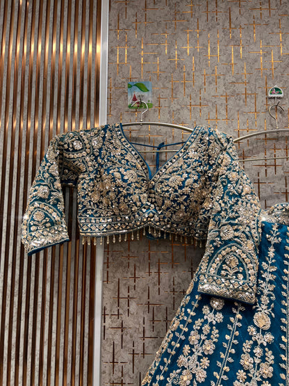 Designer red pink Crop top Lehenga