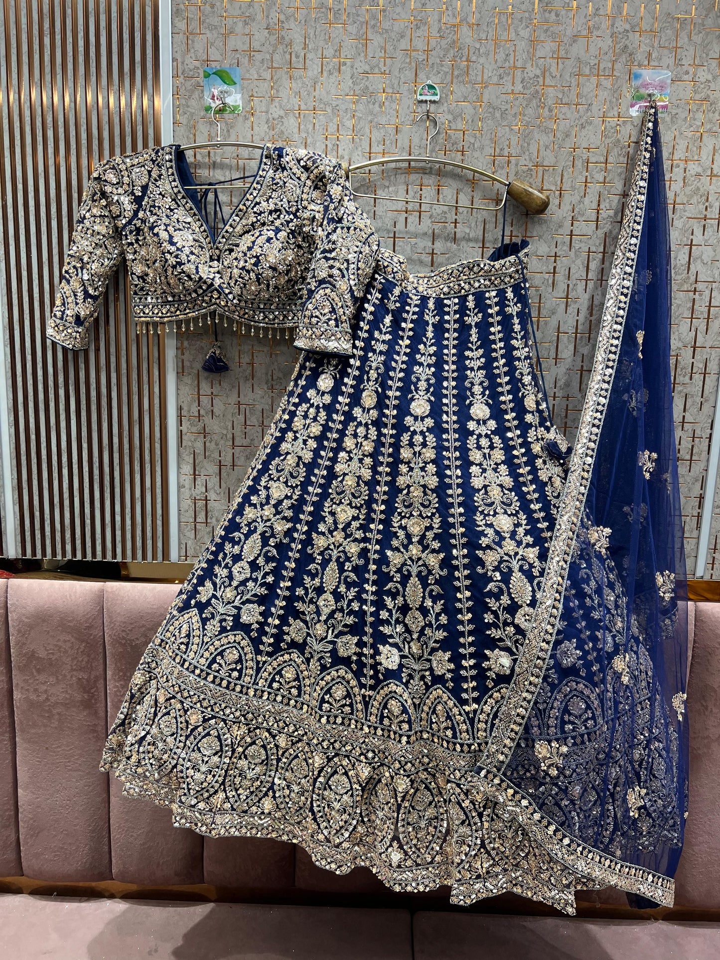 Designer red pink Crop top Lehenga