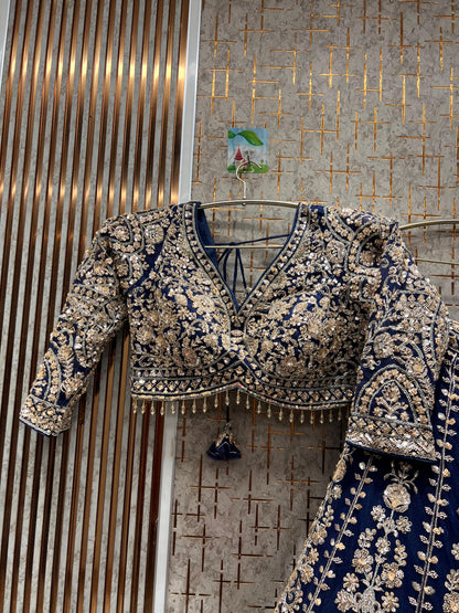 Designer red pink Crop top Lehenga