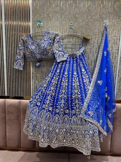 Designer red pink Crop top Lehenga