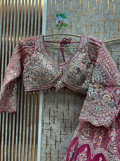 Glamorous yellow peacock crop top Lehenga