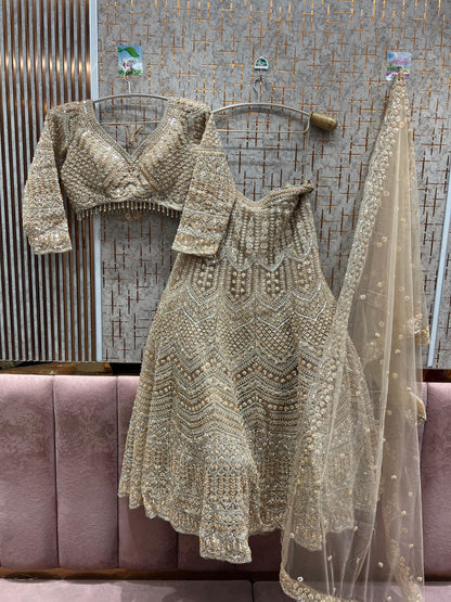 Delightful golden crop top Lehenga
