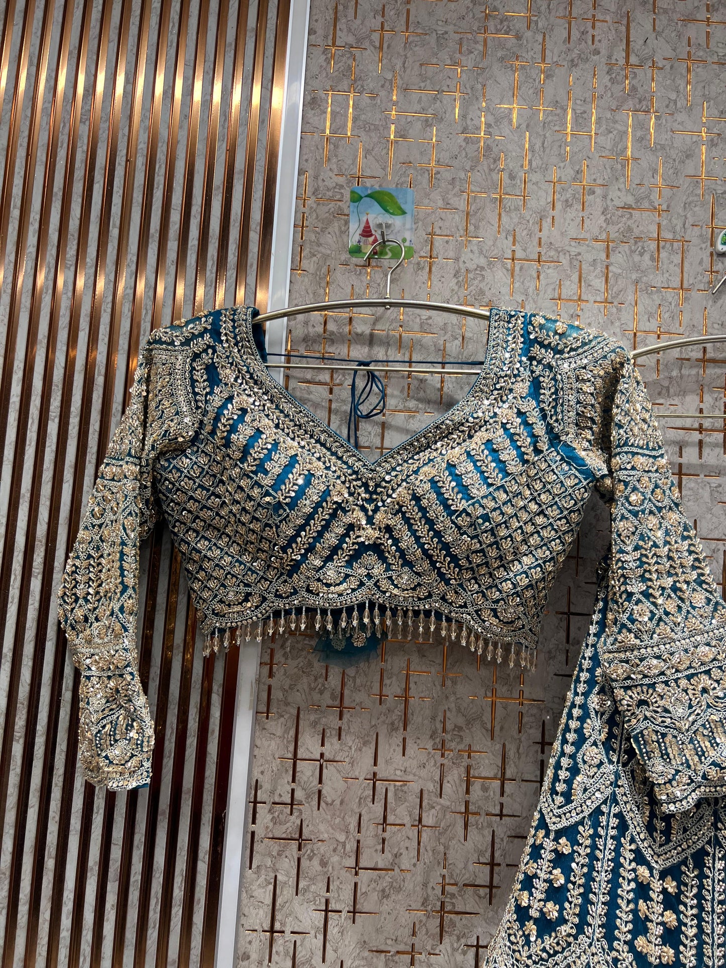 Delightful golden crop top Lehenga