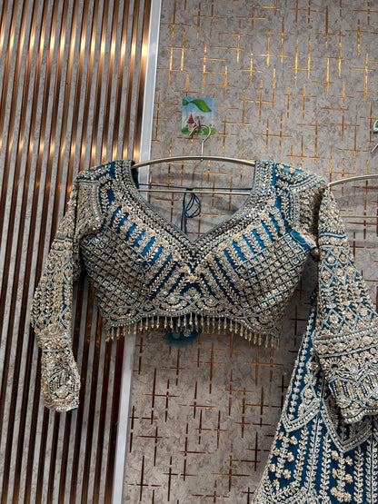 Delightful golden crop top Lehenga