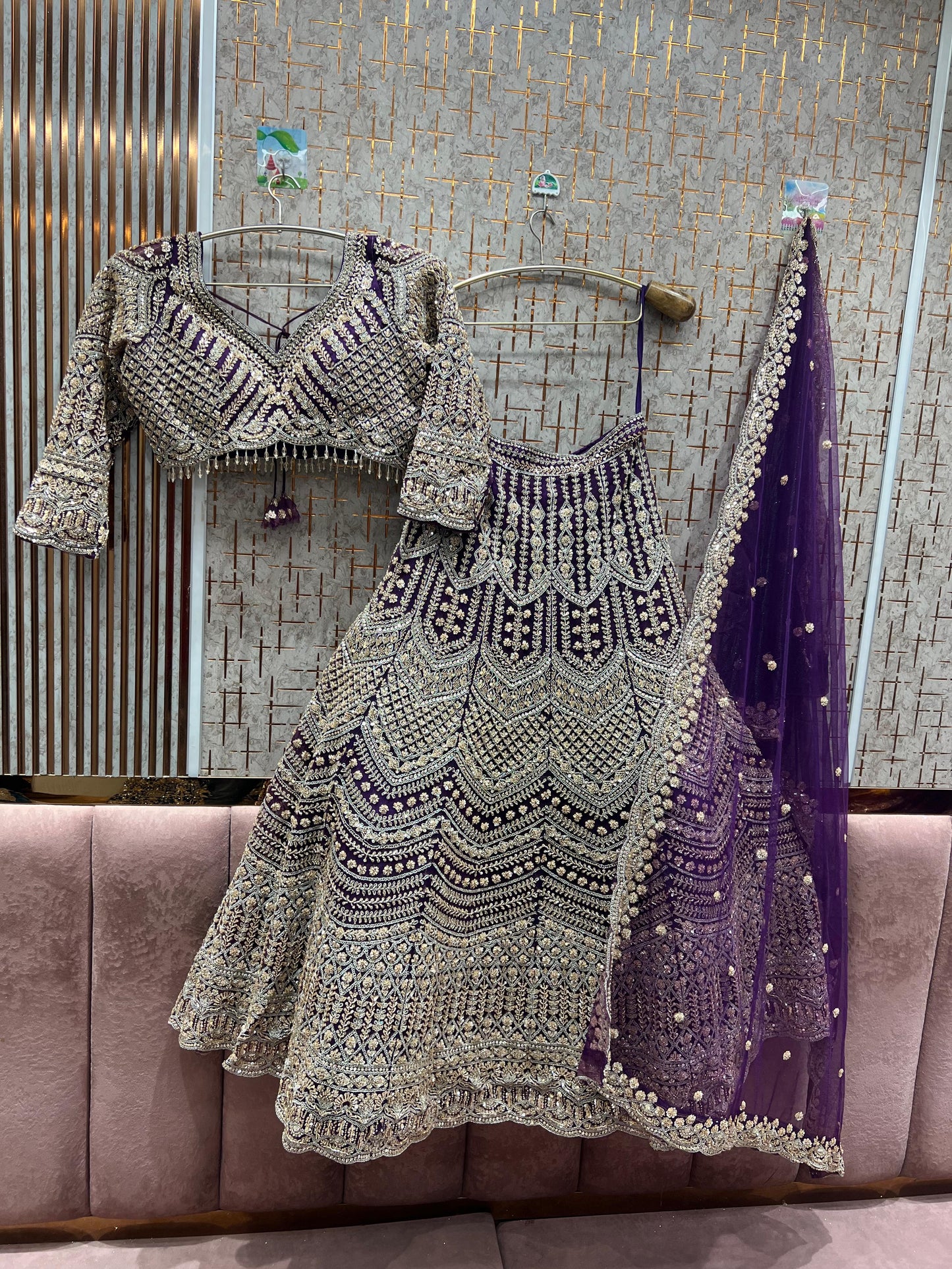 Delightful golden crop top Lehenga