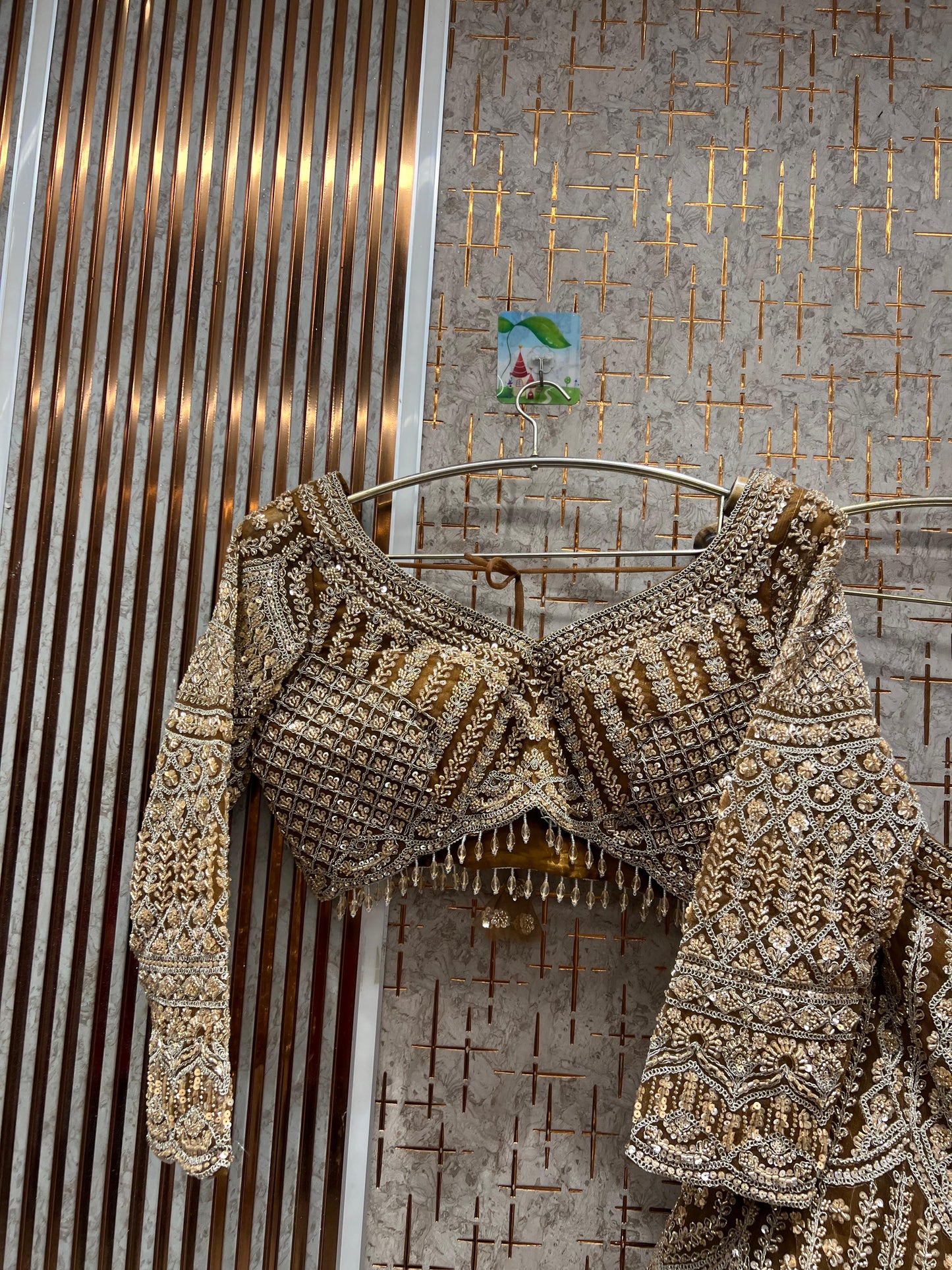 Delightful golden crop top Lehenga