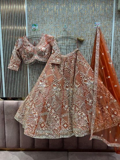 Fantastic orange Crop top Lehenga