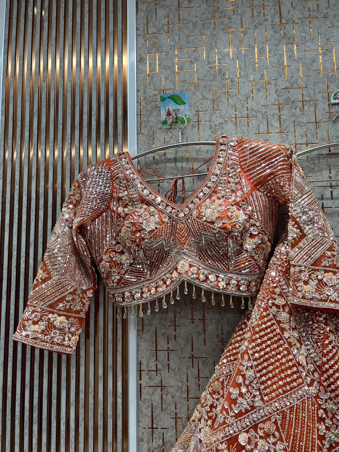 Fantastic orange Crop top Lehenga