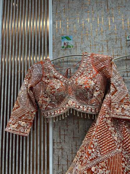 Fantastic orange Crop top Lehenga