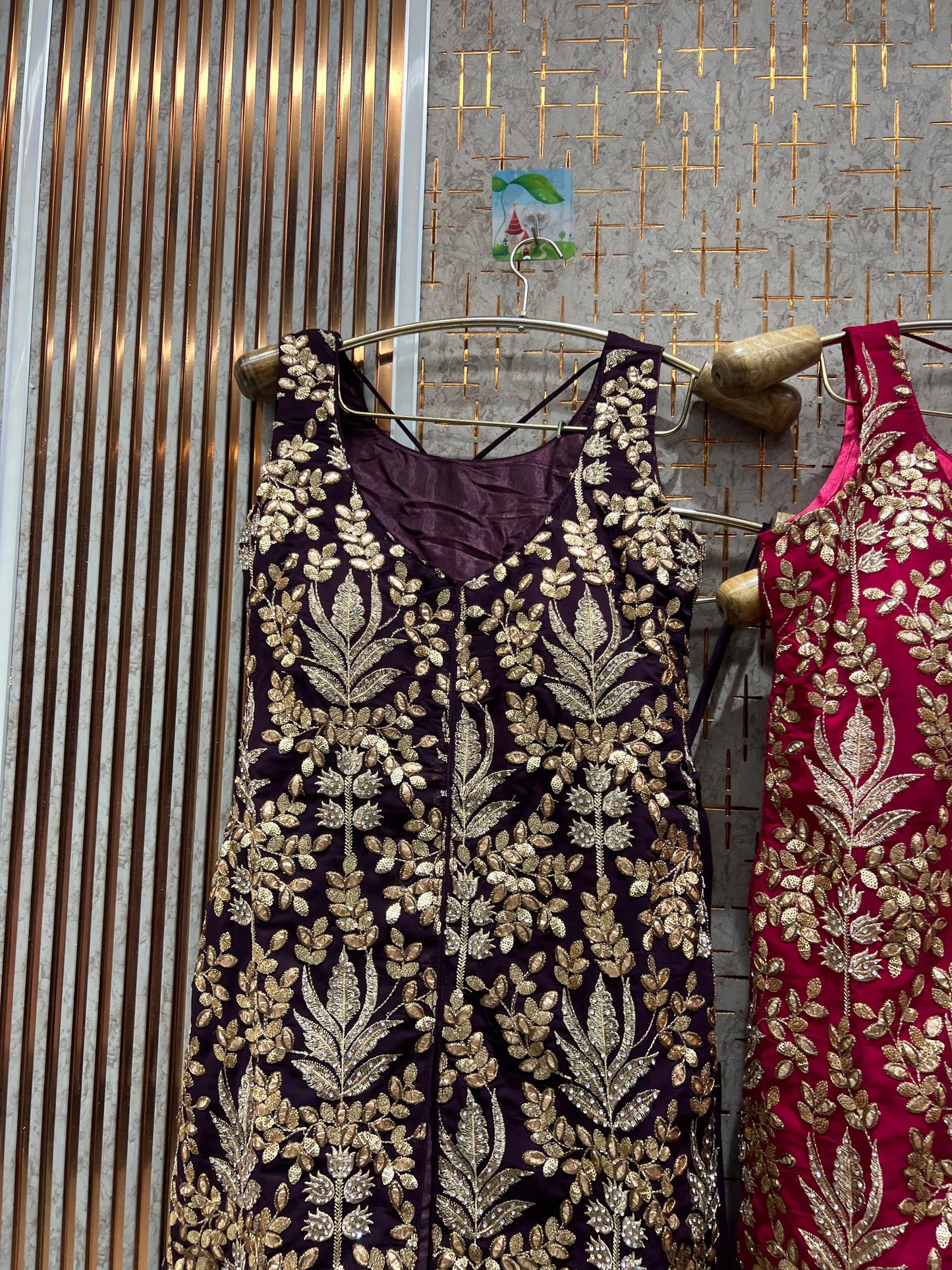 Delightful purple pink Green Shrug dress