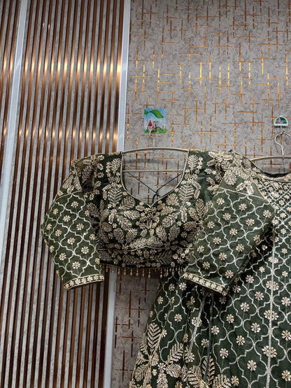 Glamorous yellow haldi mehendi Floral Crop top Lehenga