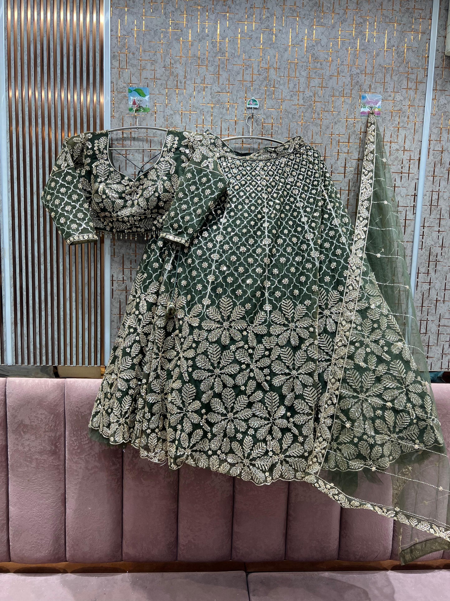 Glamorous yellow haldi mehendi Floral Crop top Lehenga