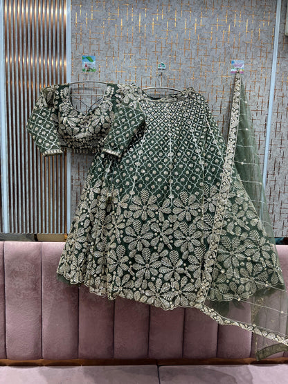 Glamorous yellow haldi mehendi Floral Crop top Lehenga