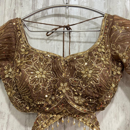 Astonishing Rust Dark peach Crop top Lehenga