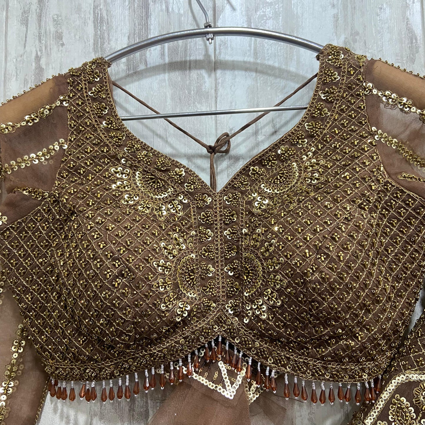 Beautiful Golden Crop top Lehenga