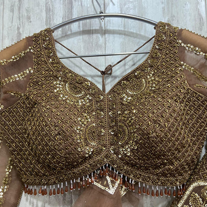 Beautiful Golden Crop top Lehenga