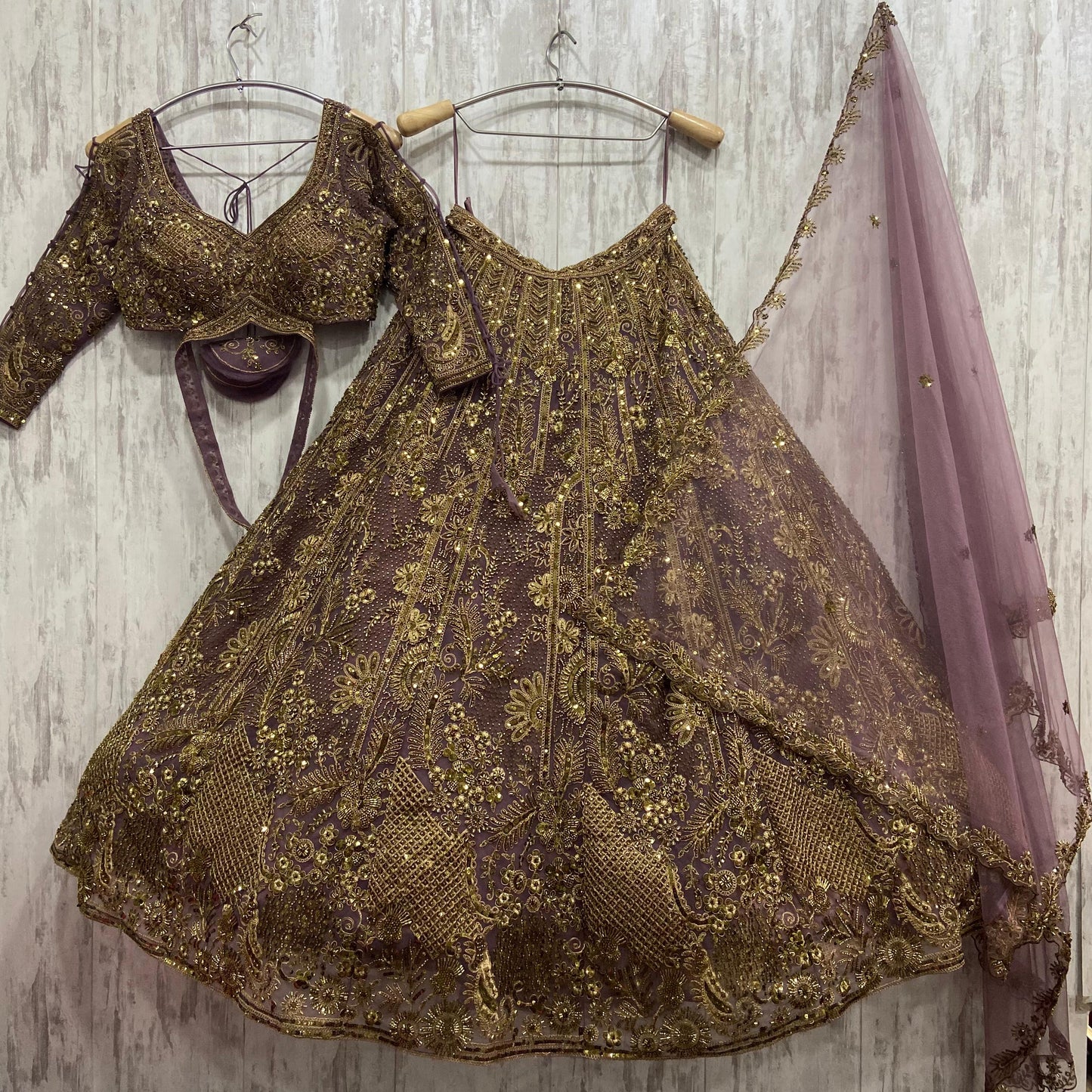 Fantastic Rust green Crop top Lehenga