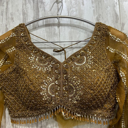 Beautiful Golden Crop top Lehenga