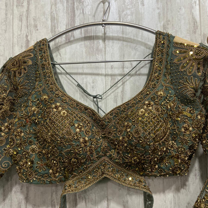 Fantastic Rust green Crop top Lehenga