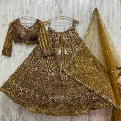 Beautiful Golden Crop top Lehenga