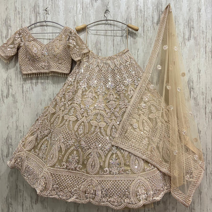 Attractive Beige Crop top Lehenga