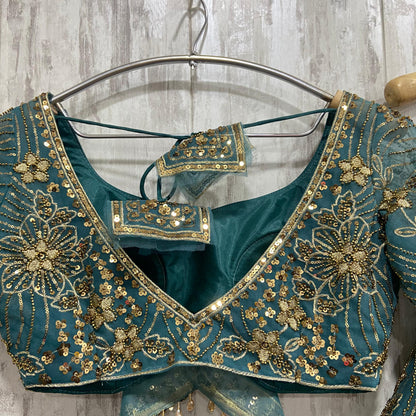 Astonishing Rust Dark peach Crop top Lehenga