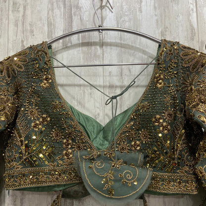 Fantastic Rust green Crop top Lehenga