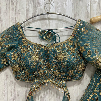 Astonishing Rust Dark peach Crop top Lehenga