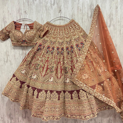 Something Different maroon peach Double Duptta Lehenga Happy Customer