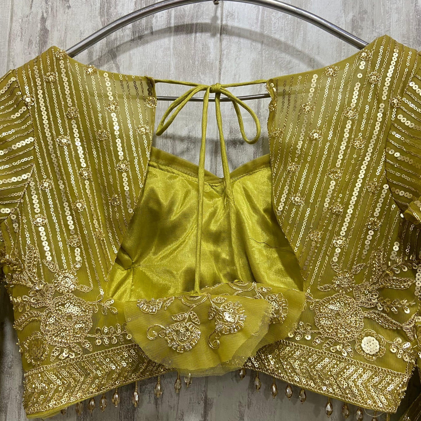 Something different Lemon green Crop top Lehenga