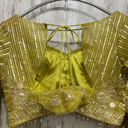 Something different Lemon green Crop top Lehenga