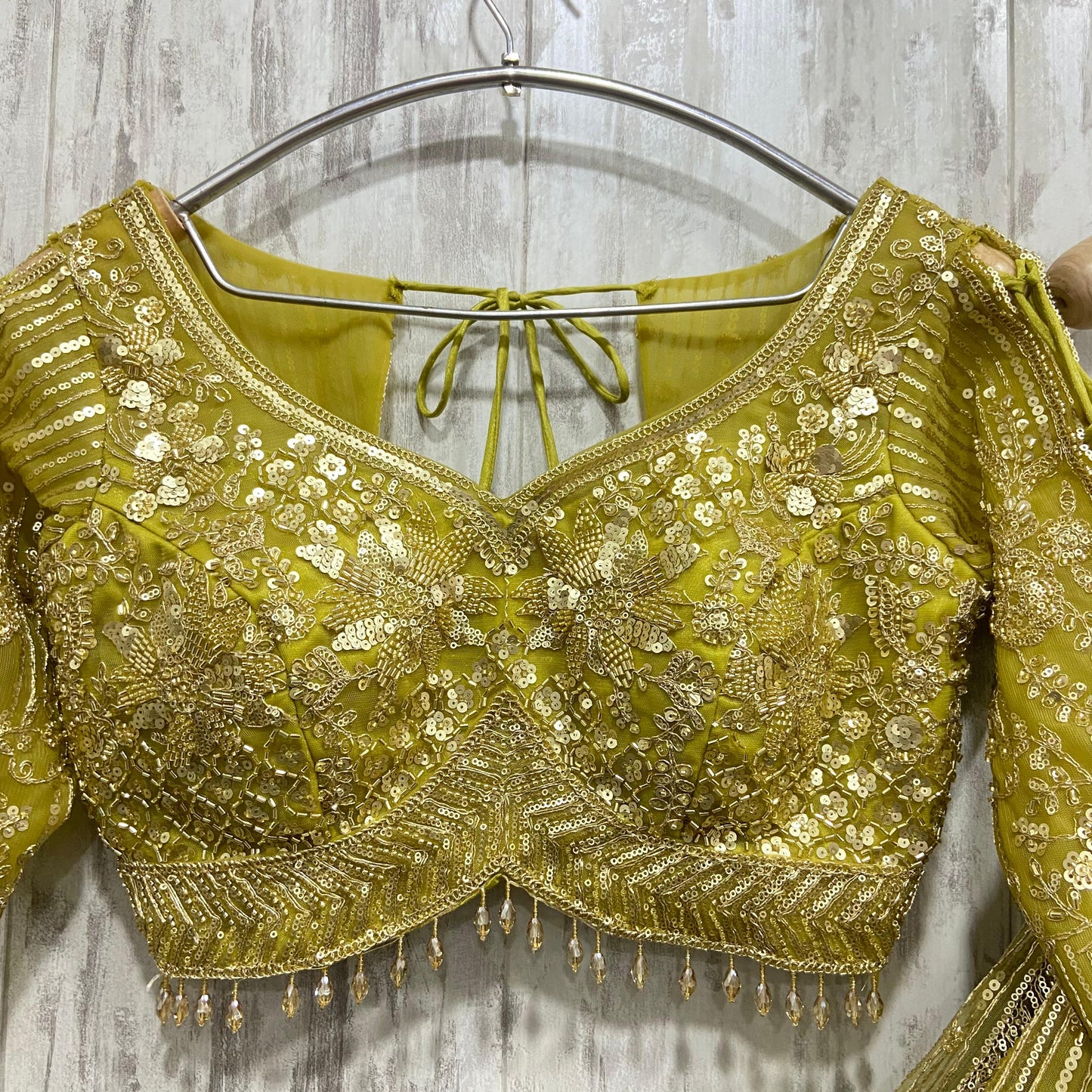 Something different Lemon green Crop top Lehenga