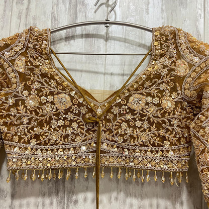 Designer red pink Crop top Lehenga