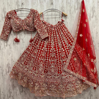 Good looking red Crop top Lehenga
