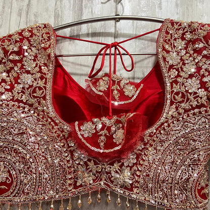Good looking red Crop top Lehenga