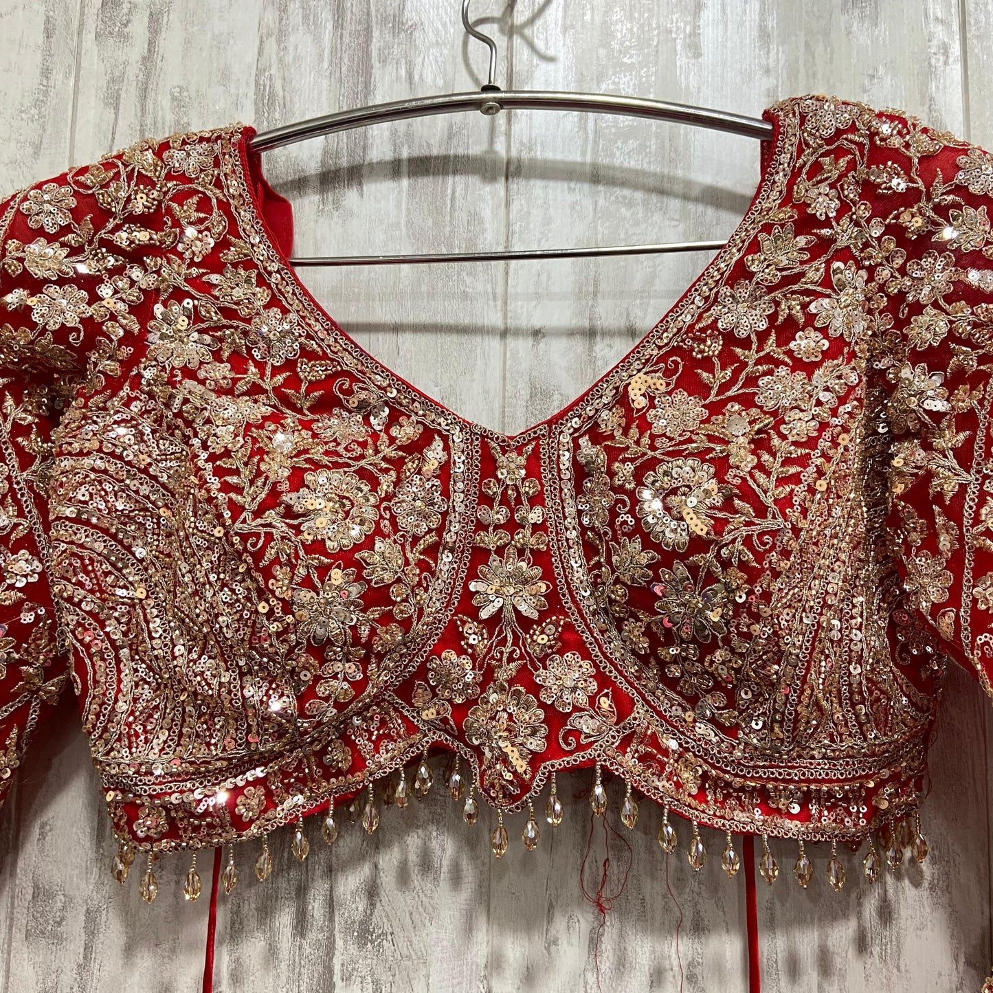 Good looking red Crop top Lehenga