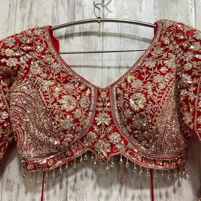 Good looking red Crop top Lehenga