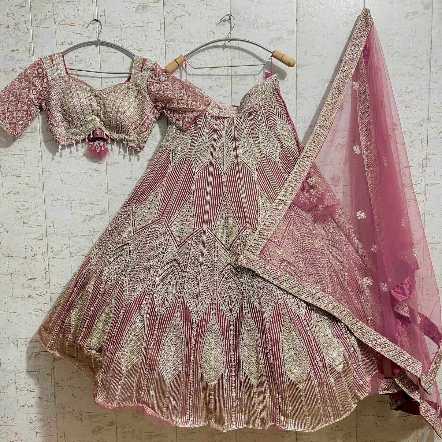 Awesome Pink Crop top Lehenga