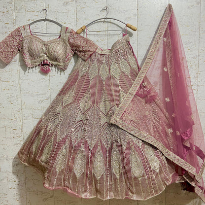 Awesome Pink Crop top Lehenga