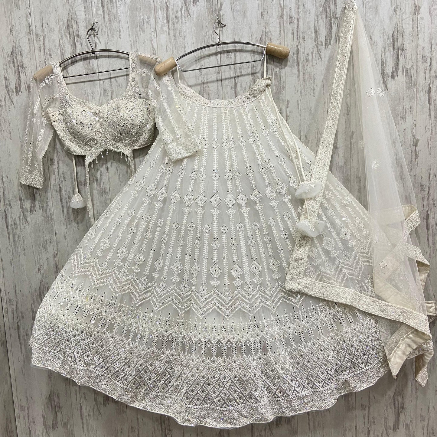 Amazing white Crop top Lehenga