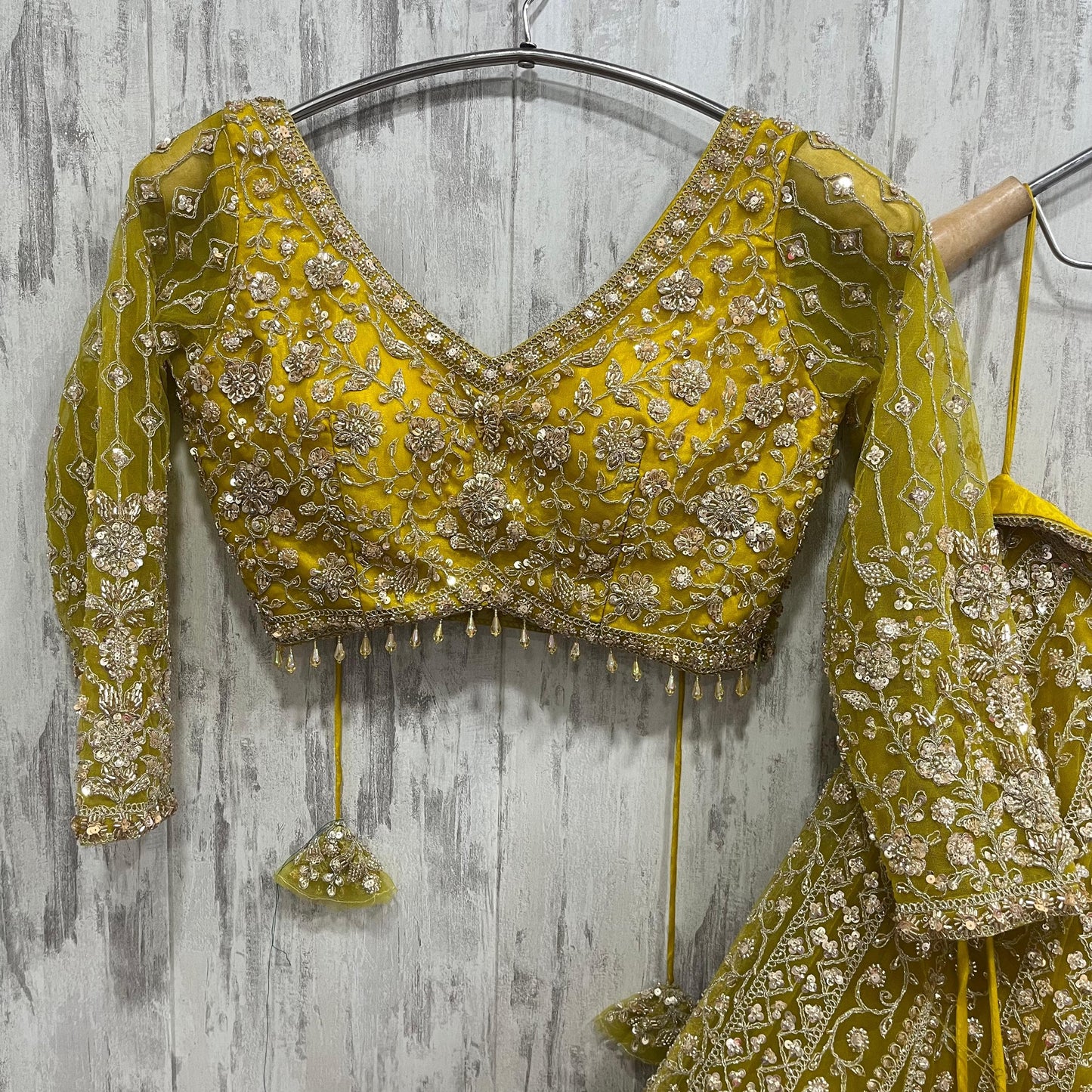 Eye catching yellow Crop top Lehenga