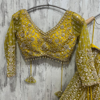 Eye catching yellow Crop top Lehenga