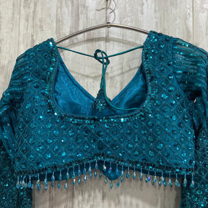 Fabulous peacock golden crop top Lehenga happy customer