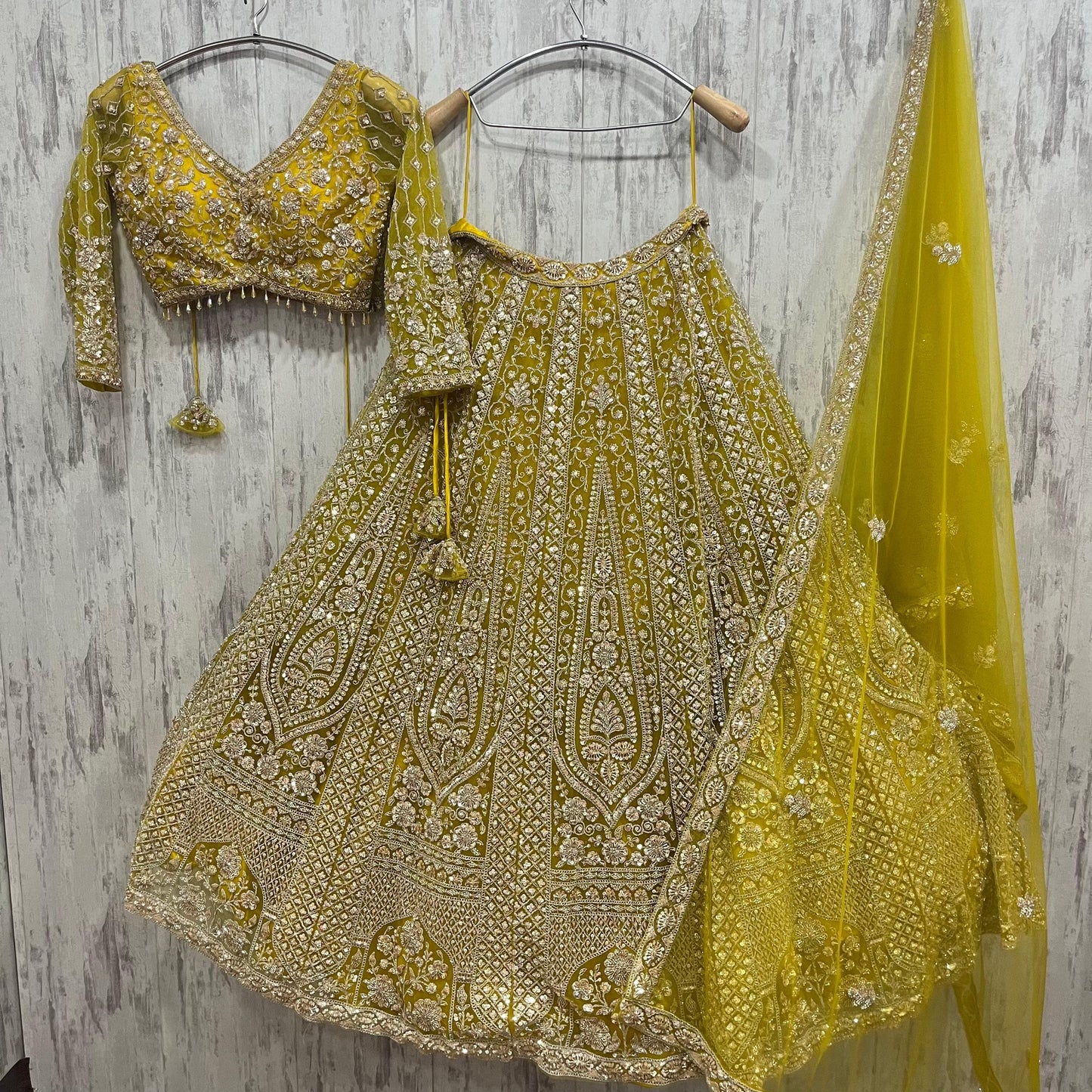 Eye catching yellow Crop top Lehenga