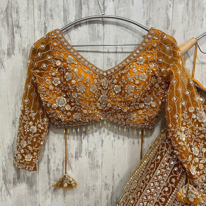 Eye catching yellow Crop top Lehenga