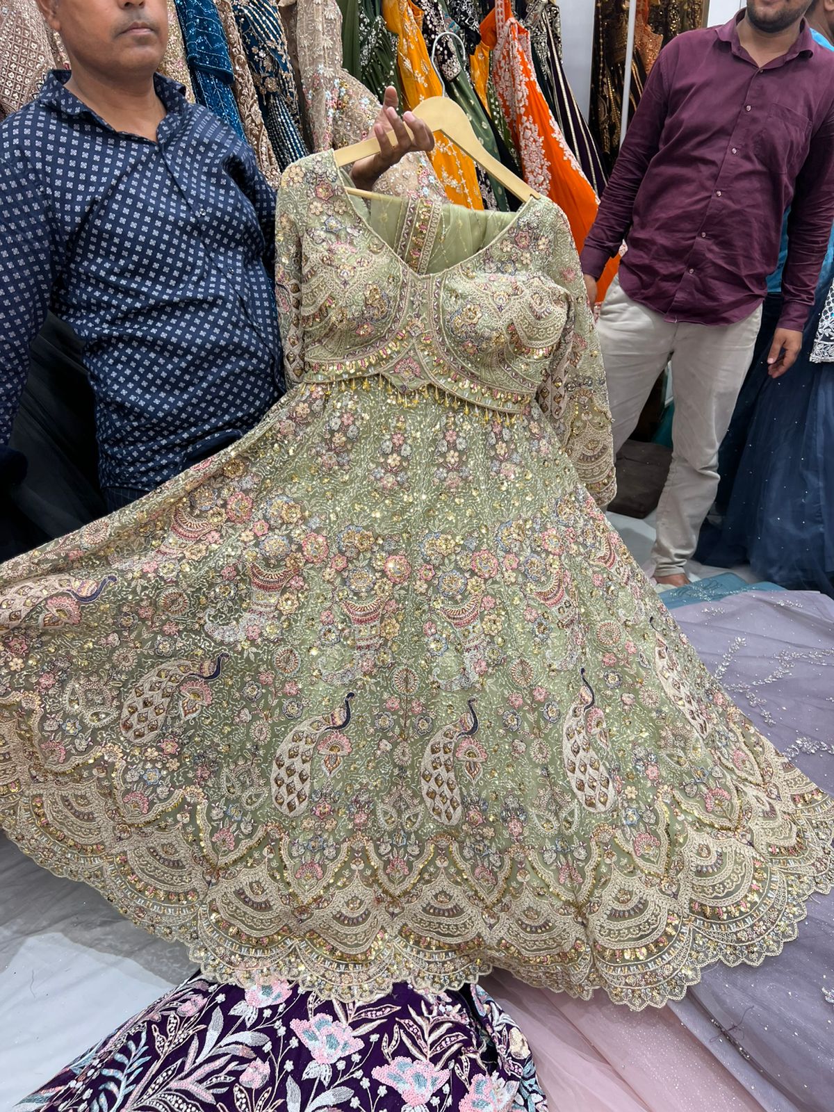 Something different Light pink peacock crop top Lehenga Happy Customer