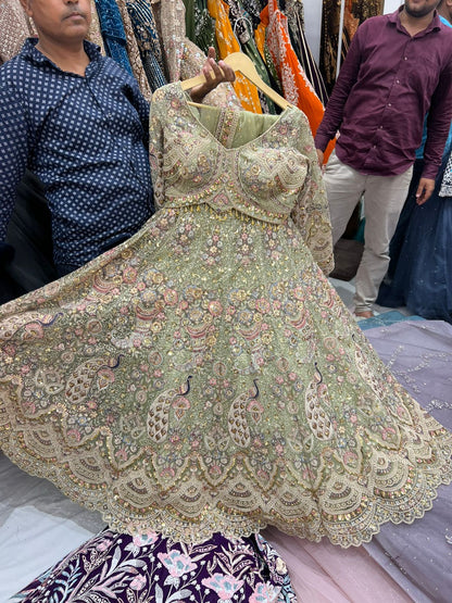 Something different Light pink peacock crop top Lehenga Happy Customer